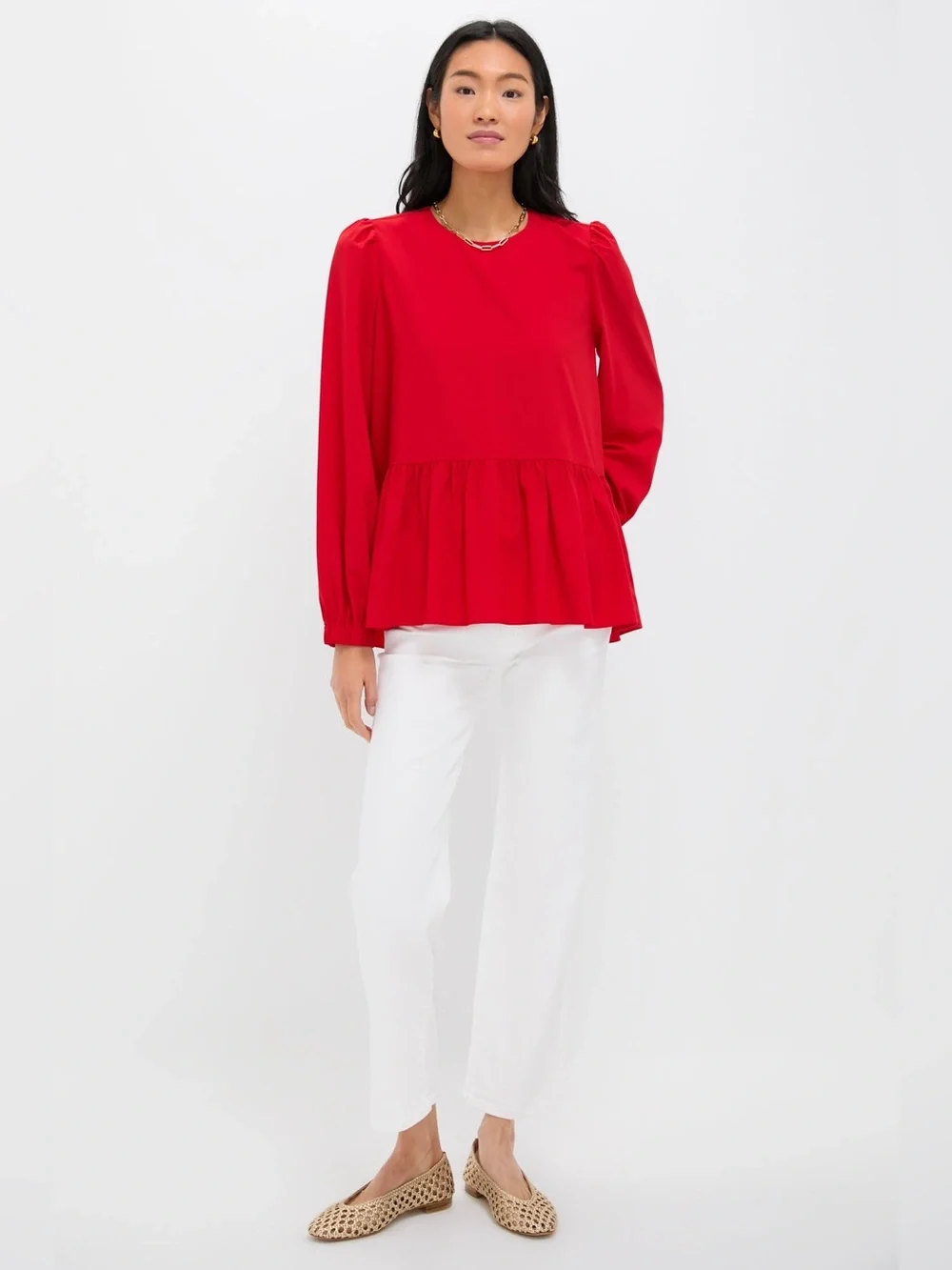 NWOT Pomander Place Carlota Peplum Blouse Top Size L